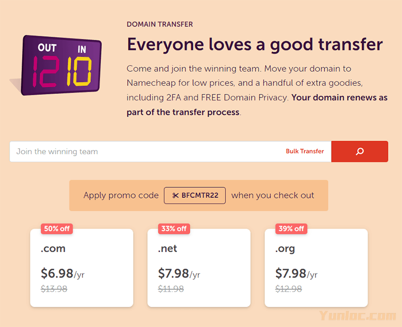 图片[4] - 域名# NameCheap – #黑五活动# 注册域名折扣97%，转移域名COM/NET/ORG折扣 - 云线路